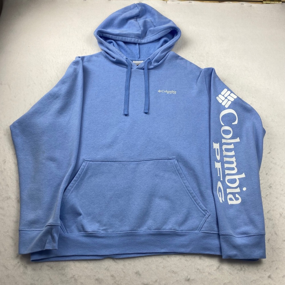 Columbia PFG Sleeve II Graphic Hoodie Mens XL Blue Pullover Fishing XM3046